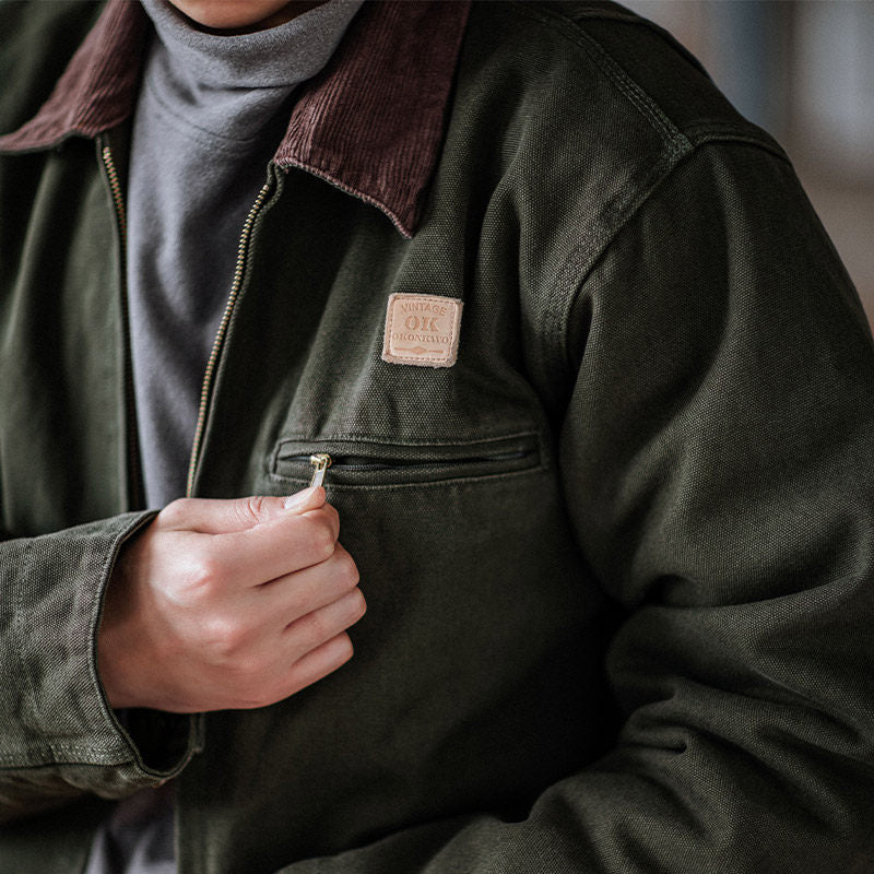 Indigo Heavy Wash Canvas Detroit Cargo Jacket – American Vintage Distressed Unisex – Coats Jackets | japanese streetwear | vintage workwear | unisex | Yamalinclothes