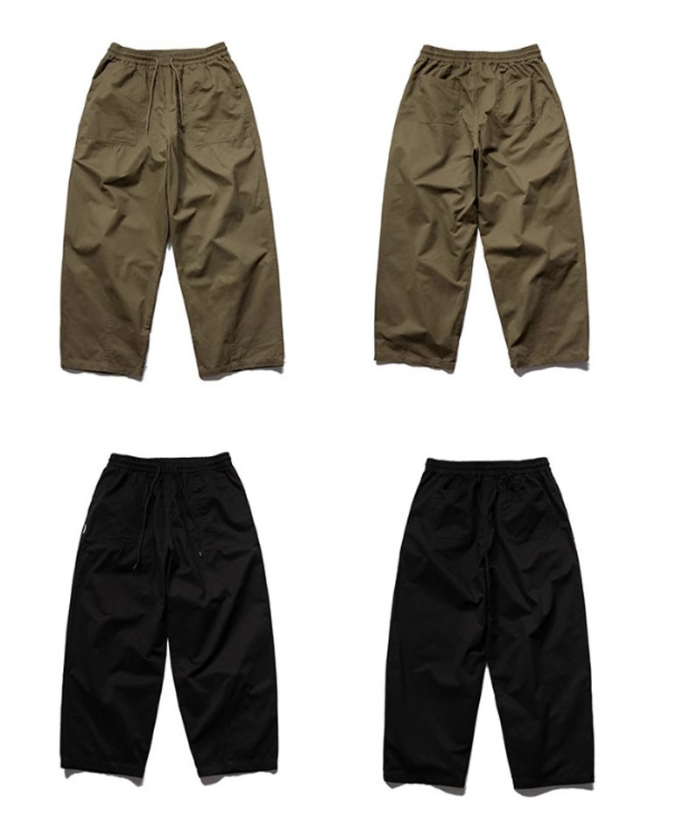 Washed Brushed Cotton Cargo Wide-Leg Trousers – Oversized Unisex Slacks