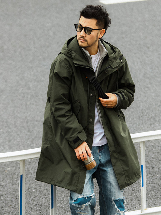Japanese Retro Swallowtail Hooded Trench Coat – Mid-Length Loose Unisex Spring – Japanese vintage | yamalin clothes | Yamalinclothes