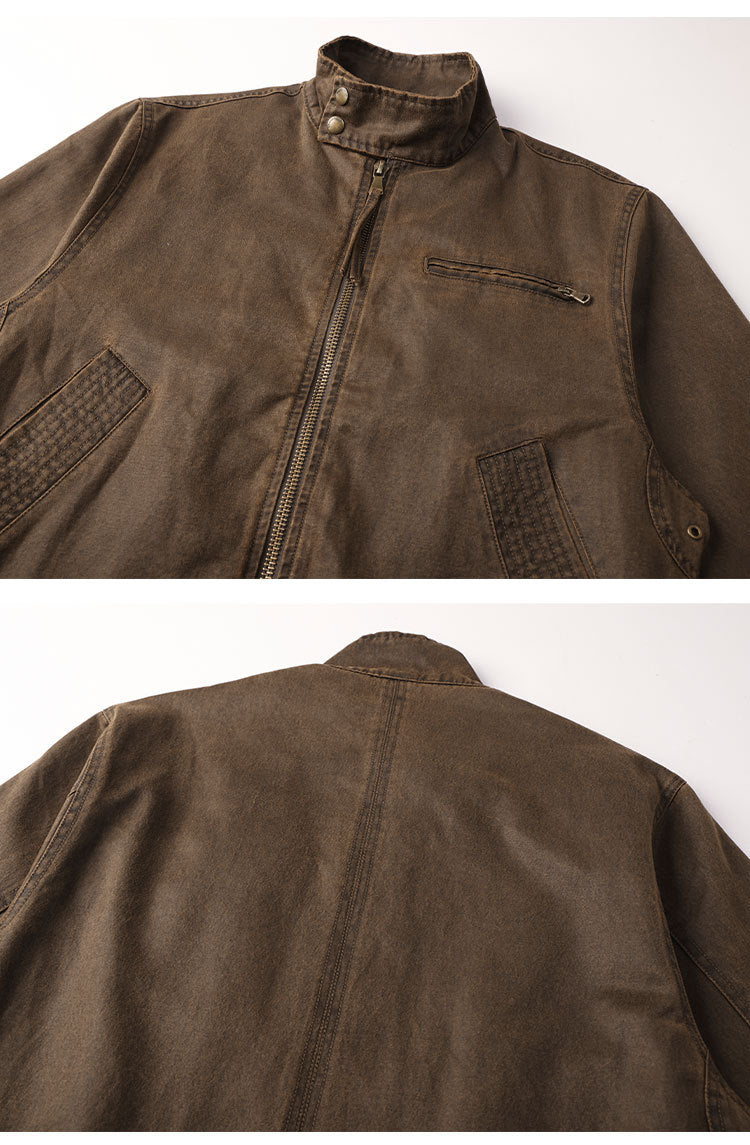 Distressed Oil Wax Cargo Bomber Jacket – Loose Unisex American Streetwear – Japanese vintage | yamalin clothes | Yamalinclothes