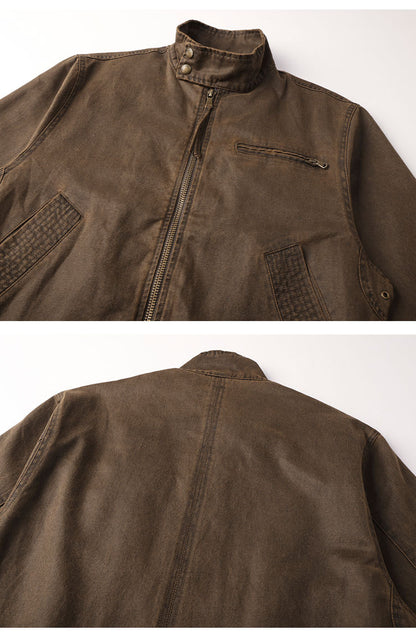 Distressed Oil Wax Cargo Bomber Jacket – Loose Unisex American Streetwear – Japanese vintage | yamalin clothes | Yamalinclothes