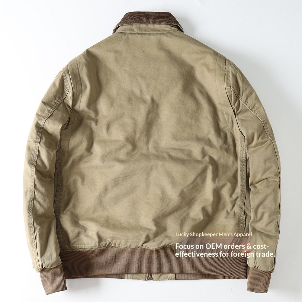 American Detroit Flight Jacket - Retro Washed Cotton Quilted Coat (Men)