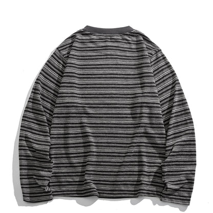 Japanese Vintage Stripe Long-Sleeve T-Shirt – Relaxed Unisex Base Layer Top