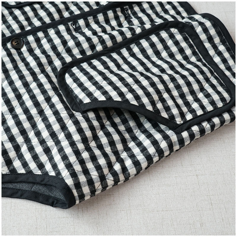 Quilted Cotton Padded Vest — Retro Single-Breasted Sleeveless Outerwear for Autumn/Winter