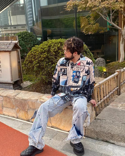 Wacko Maria Basquiat Print Long-Sleeve Shirt – Japanese Retro Graffiti (Unisex)