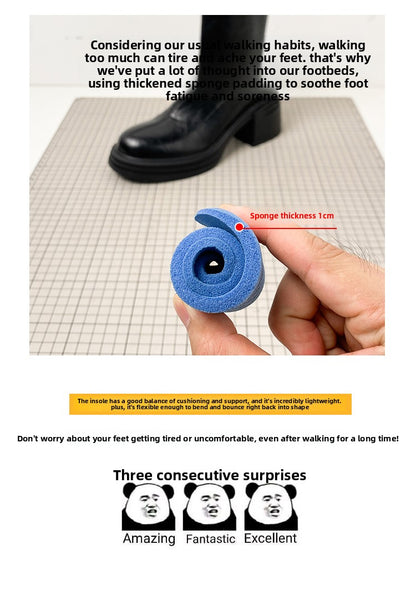 Women's Retro Genuine Leather Martin Boots - Brown Cowhide Thick-Soled Back-Zip Chunky Heel Boots