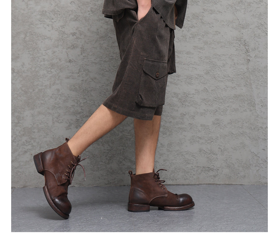 Wild Silk Cuban Collar Half Sleeve Shirt Men's Dye Yam Dyed Tussah Silk Aloha Retro Short Sleeve Shirt Summer