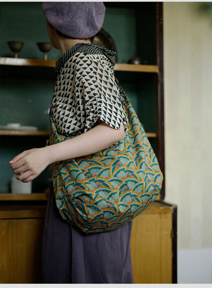 Original Spring Summer New Print Large Capacity Retro Shoulder Bag Fashion Crossbody Lightweight Tote Bag