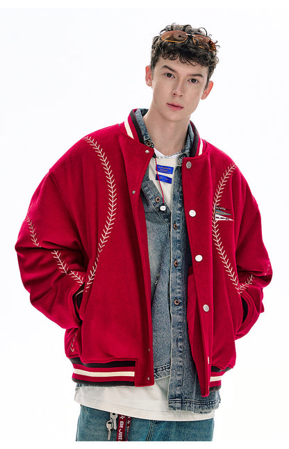 BJHG Quilted Baseball Jacket - American Style Color-Block Winter Coat (Unisex)