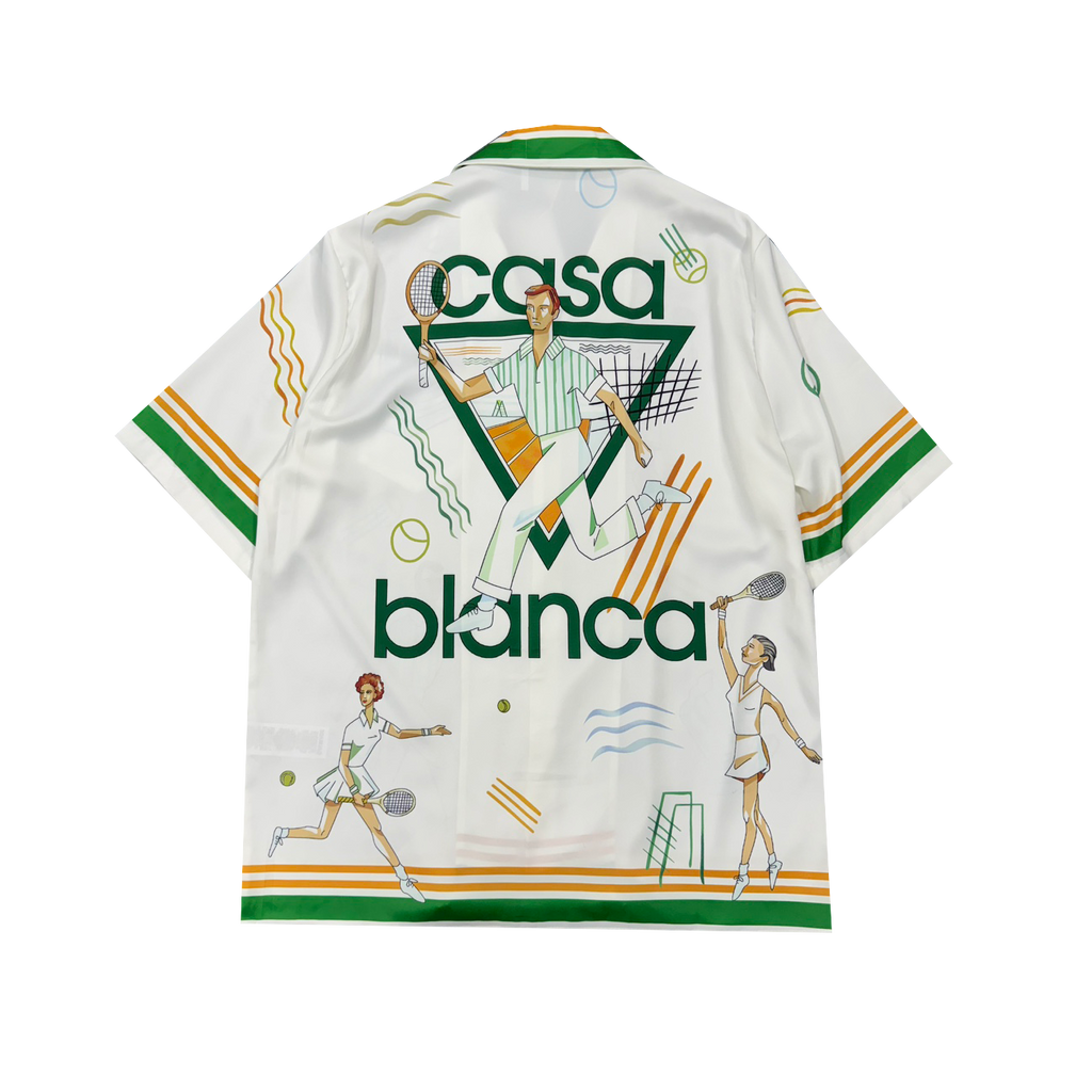 Orange Tennis Ball Vacation Style Casual Hawaiian Vacation Versatile Short Sleeve Shirt