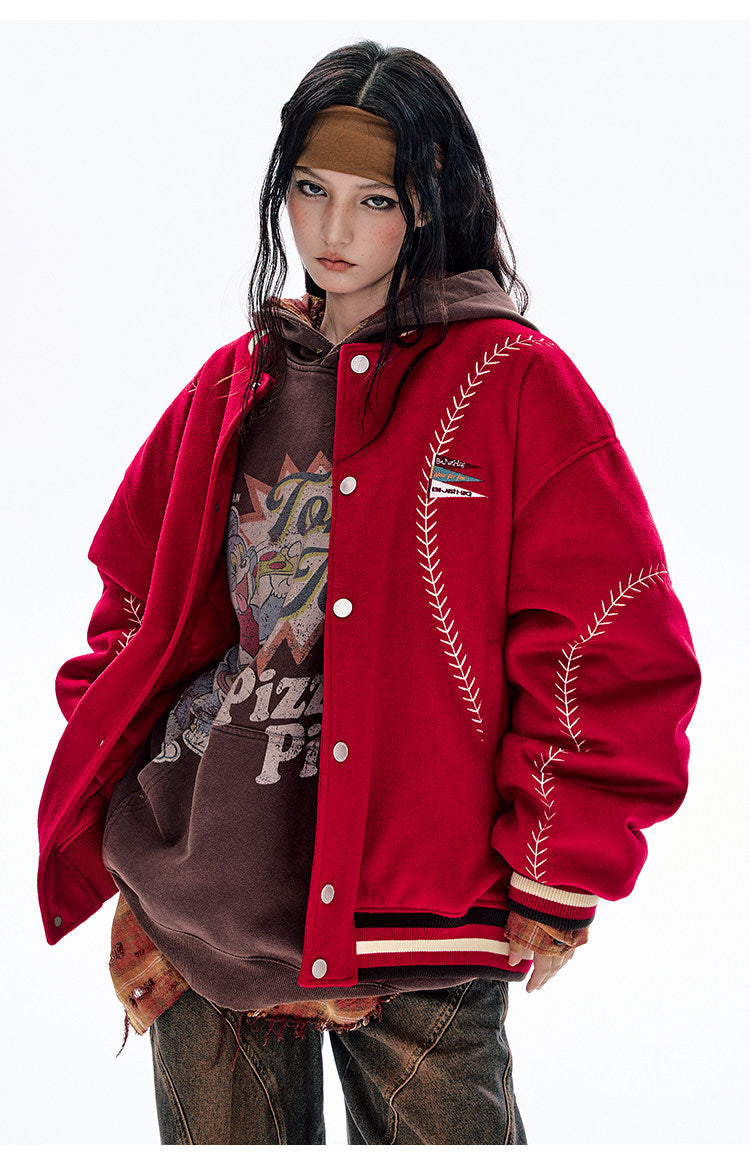 BJHG Quilted Baseball Jacket - American Style Color-Block Winter Coat (Unisex)