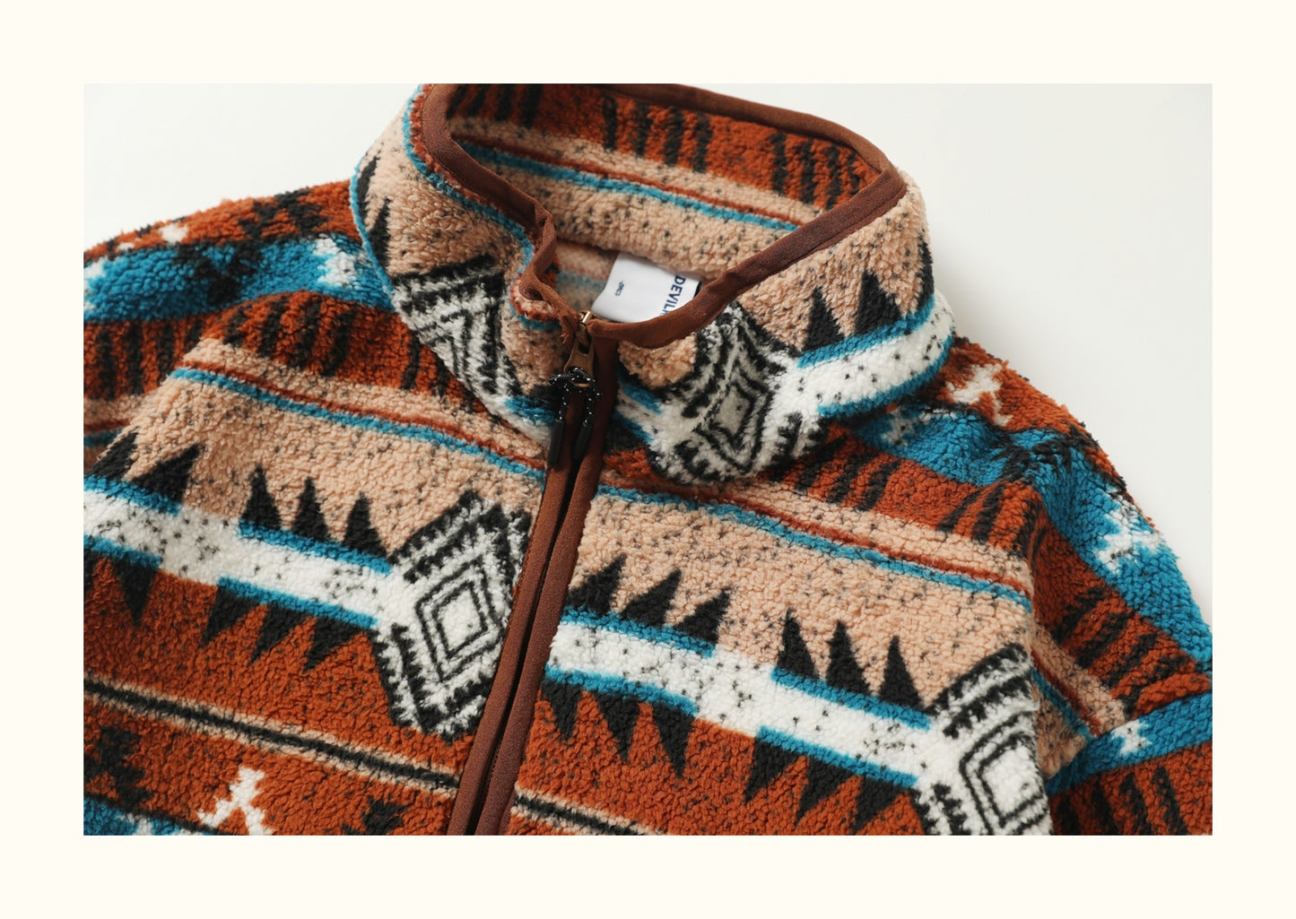 Fair Isle Lamb-Wool Stand-Collar Half-Zip Sweater – Loose Fit Unisex