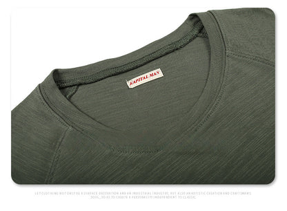 Japanese Style Flag Embroidery Loose Round Neck Men's Versatile Long Sleeve T-Shirt