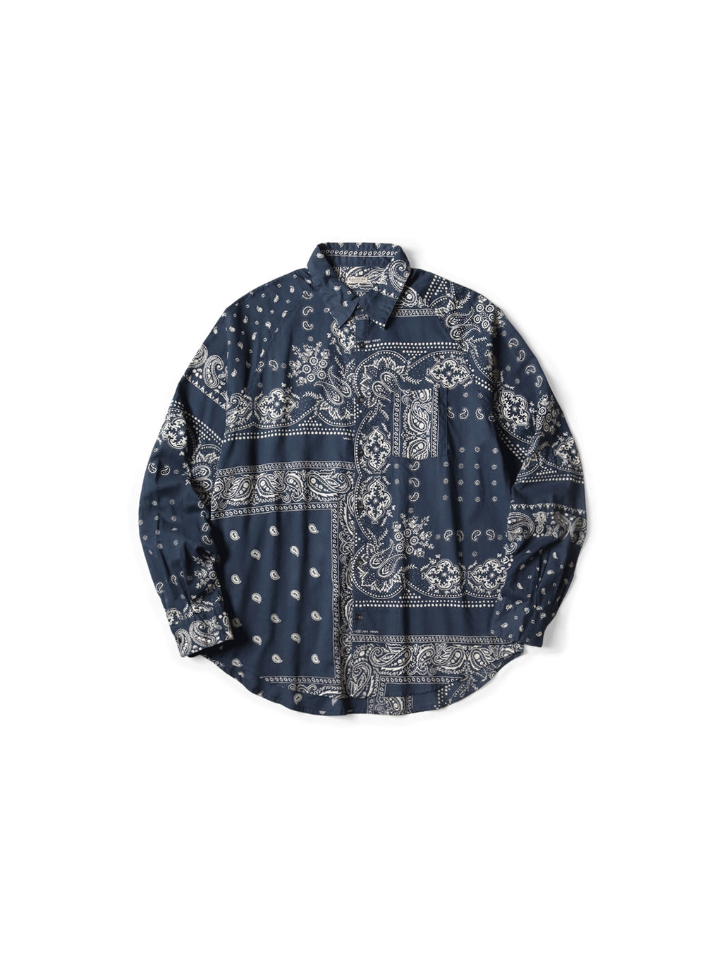 Japanese Style Casual Paisley Breathable Lightweight Turn-Down Collar Loose Long Sleeve Shirt