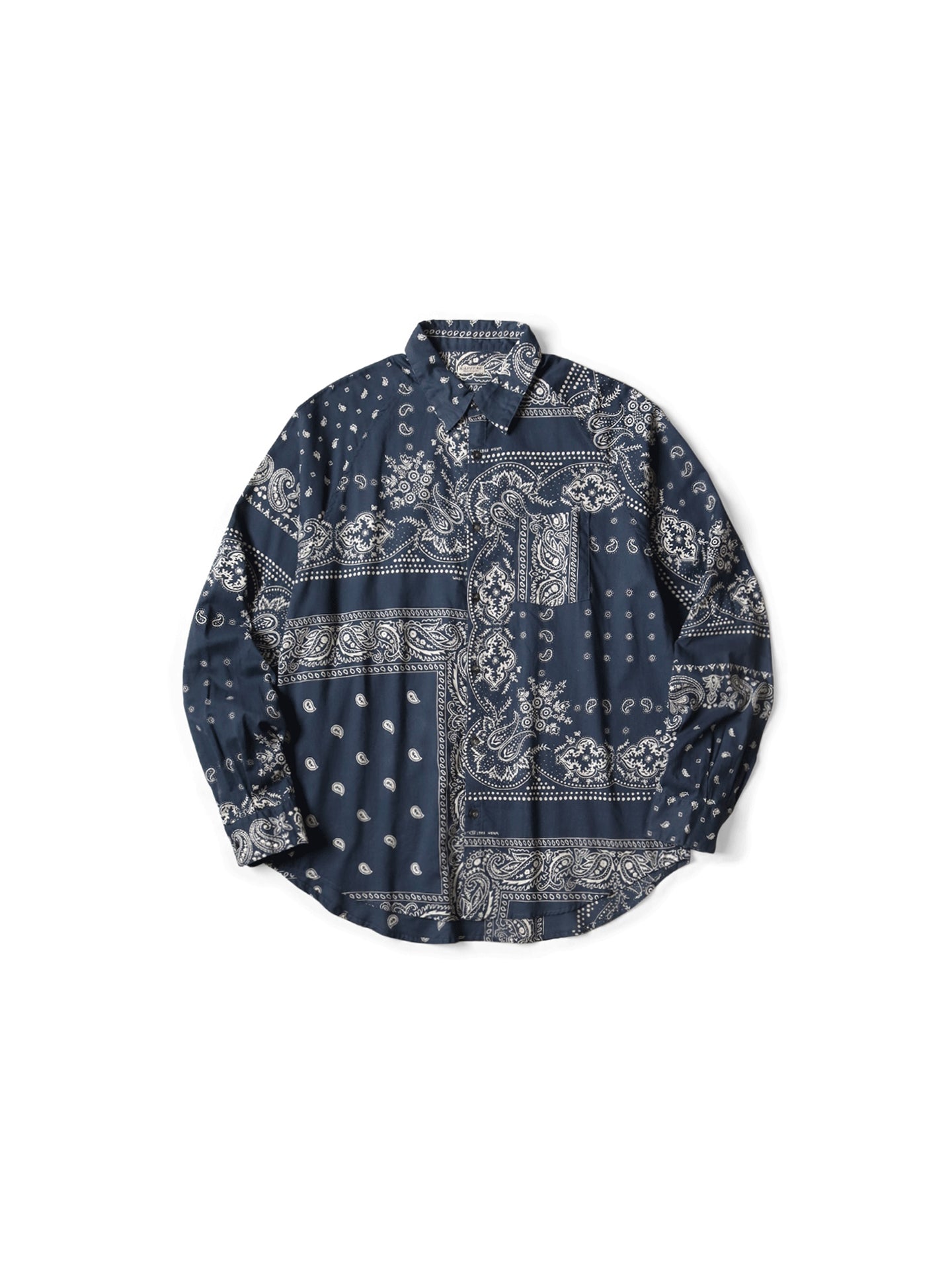 Japanese Style Casual Paisley Breathable Lightweight Turn-Down Collar Loose Long Sleeve Shirt