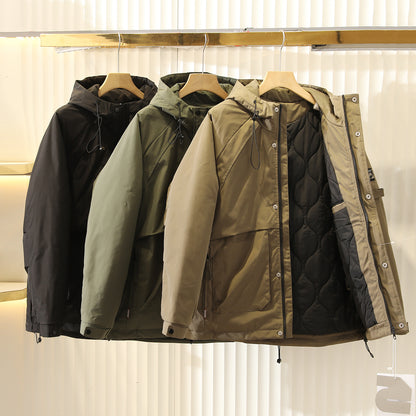 Men's Plus Size Cold-Resistant Hooded Cotton Jacket - Winter Thickened Windproof Warm Export Overstock Workwear Coat