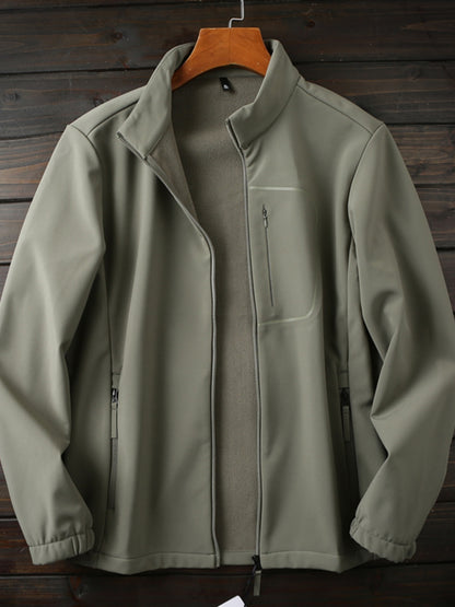 Men's Plus Size European American Style Soft Shell Jacket - Autumn Winter Windproof Waterproof Fleece Coat