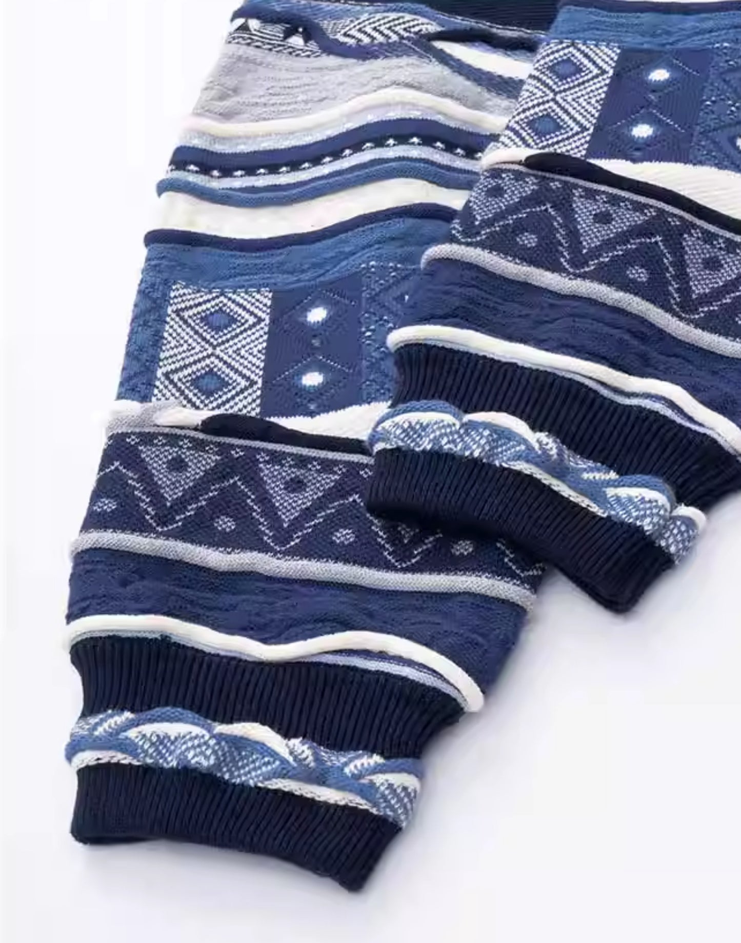 Medria Men's Retro Cleanfit Sweater - Bitter Melon Stripe Ethnic Texture Pullover