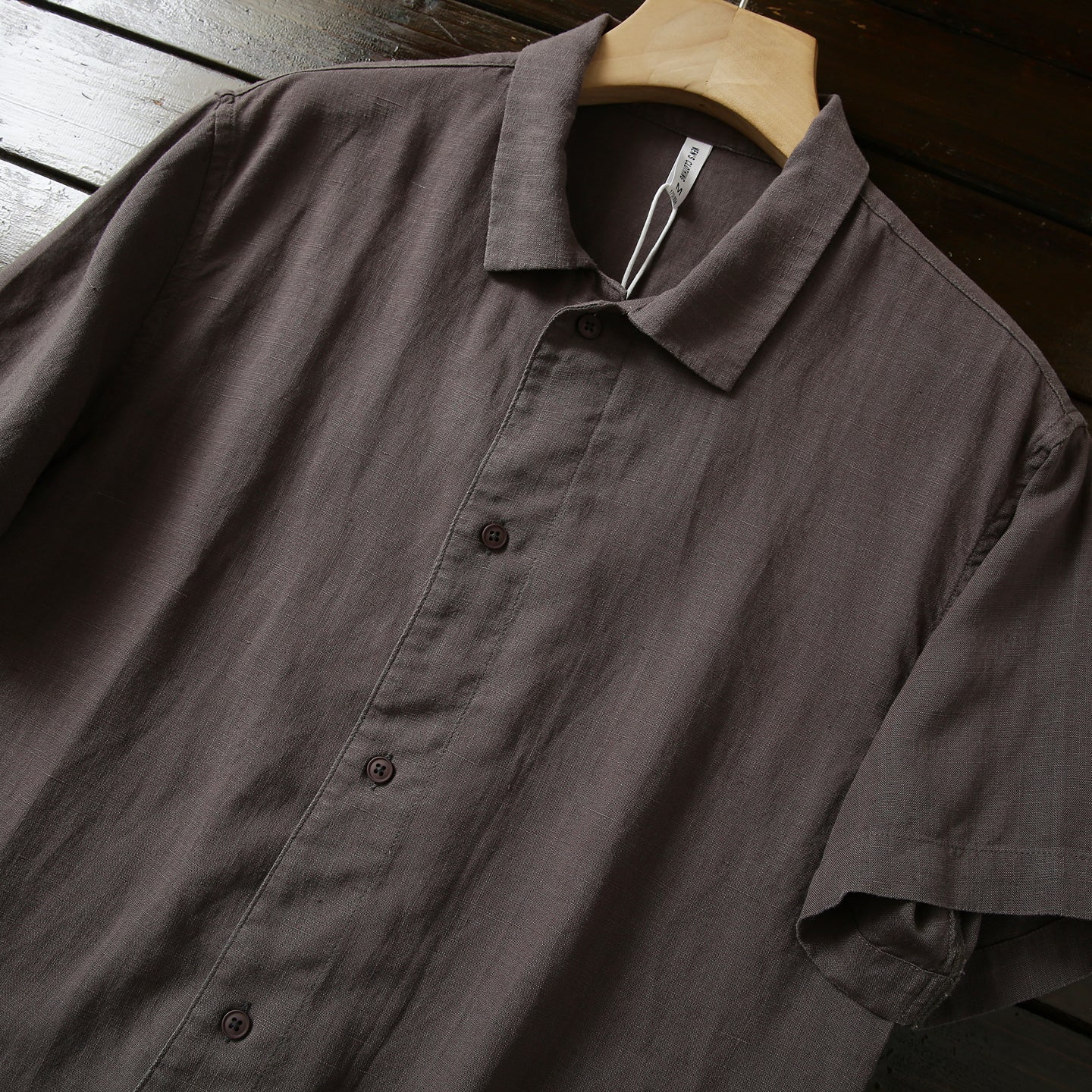 Cool Antibacterial Linen/Lyocell Men's Summer Turn-down Collar Loose Casual Short Sleeve Shirt Top