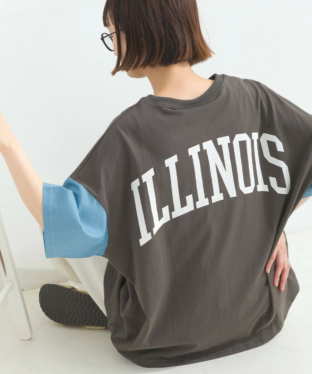Japanese Style Stitching Denim Pocket Letters Profile T-shirt Designer Loose Casual Summer Patch