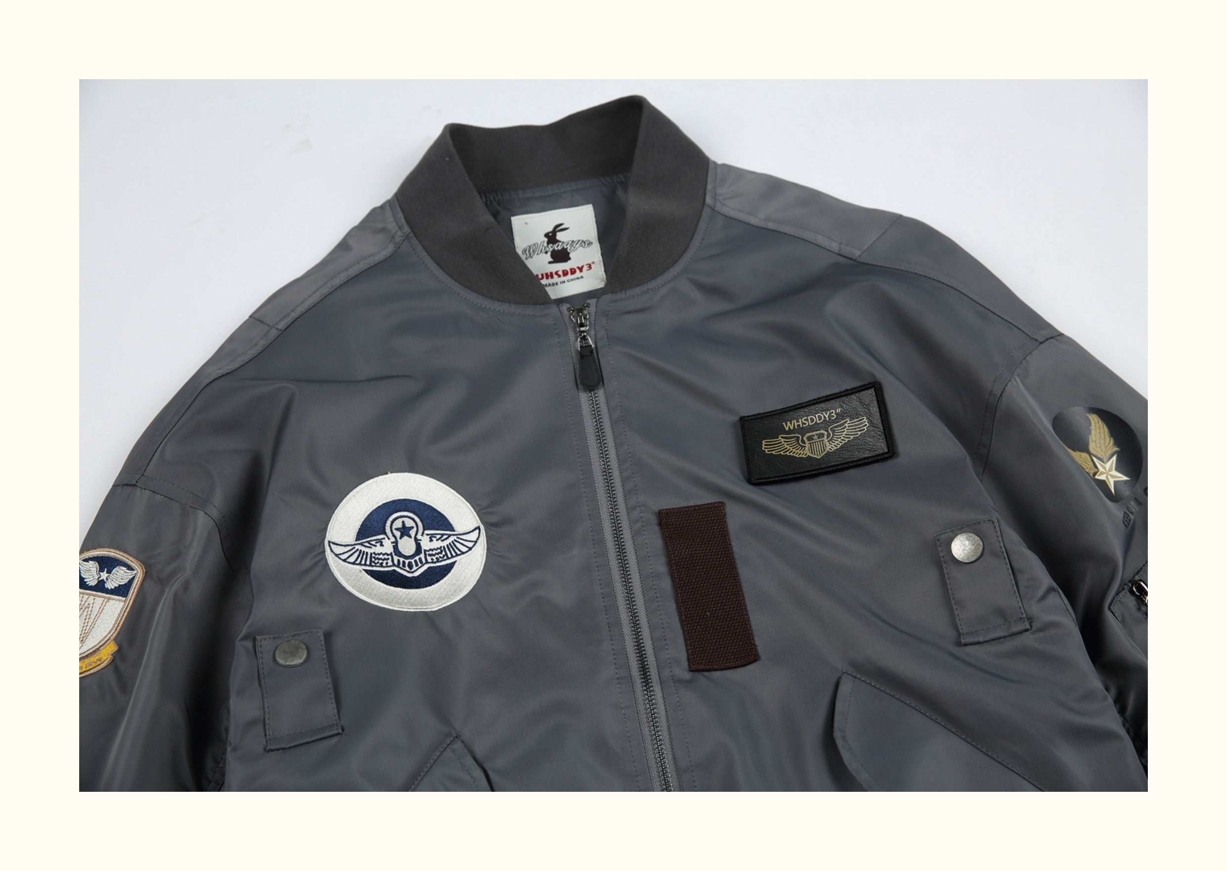 American-Retro Embroidered Badge Flight Jacket – Baseball Collar Short Coat (Unisex)