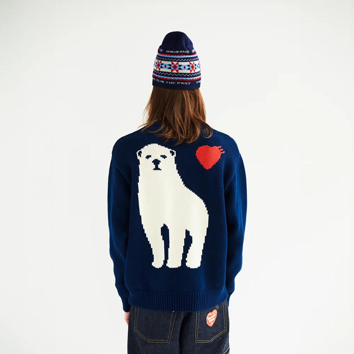 Polar-Bear Heart Jacquard Sweater – Japanese Retro Unisex Knit