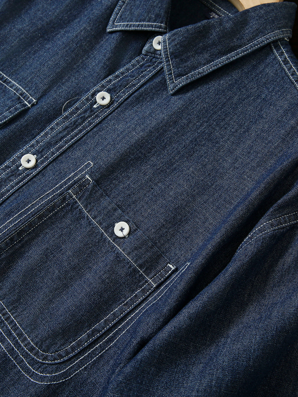 Pure Cotton Enzyme Wash! Export Surplus Men's Summer Turn-down Collar Denim Short Sleeve Shirt Top