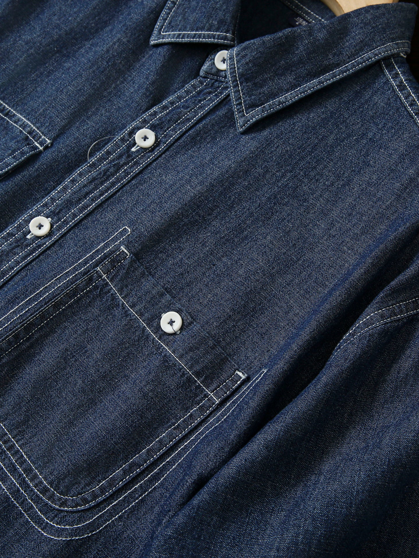 Pure Cotton Enzyme Wash! Export Surplus Men's Summer Turn-down Collar Denim Short Sleeve Shirt Top