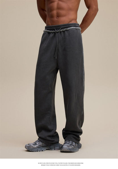 Heavyweight Fleece Washed Straight Sweatpants – Loose Casual American Style