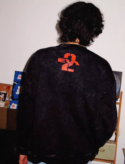 Evangelion Asuka Unit-02 Sweatshirt - Washed Vintage Cotton Crewneck (Unisex)