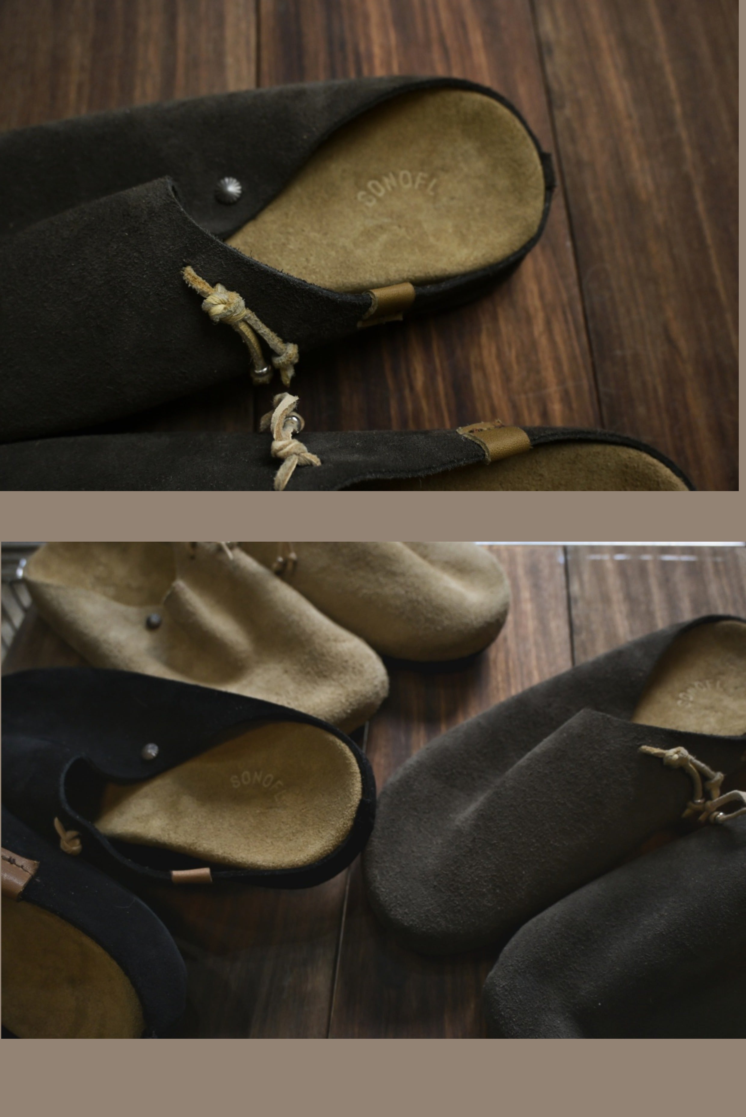 Sonofloong Retro Genuine Leather Mules - Silver Buckle Thick-Soled Cork Birkenstock Style