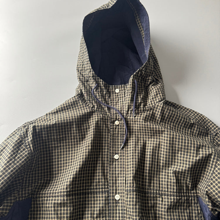 Mountain Style Camping Outdoor Jacket Spring Summer New Hooded Plaid Loose Casual Yarn-Dyed Men's Coat Top