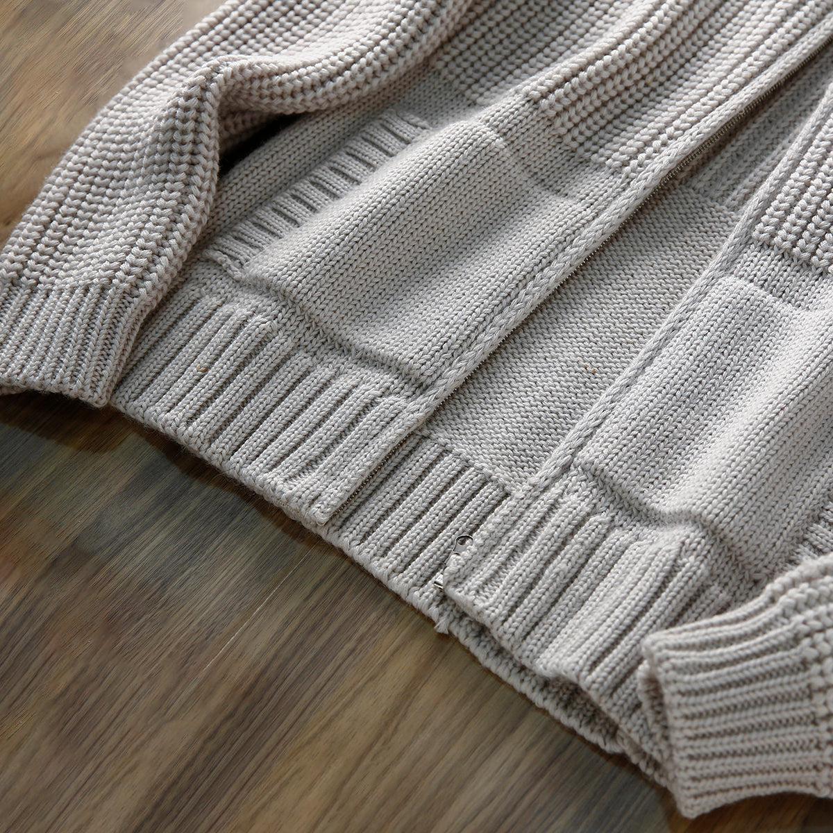 Italian Pure Wool Stand-Collar Cardigan – 100% Heavyweight Knit Sweater Jacket for Autumn/Winter