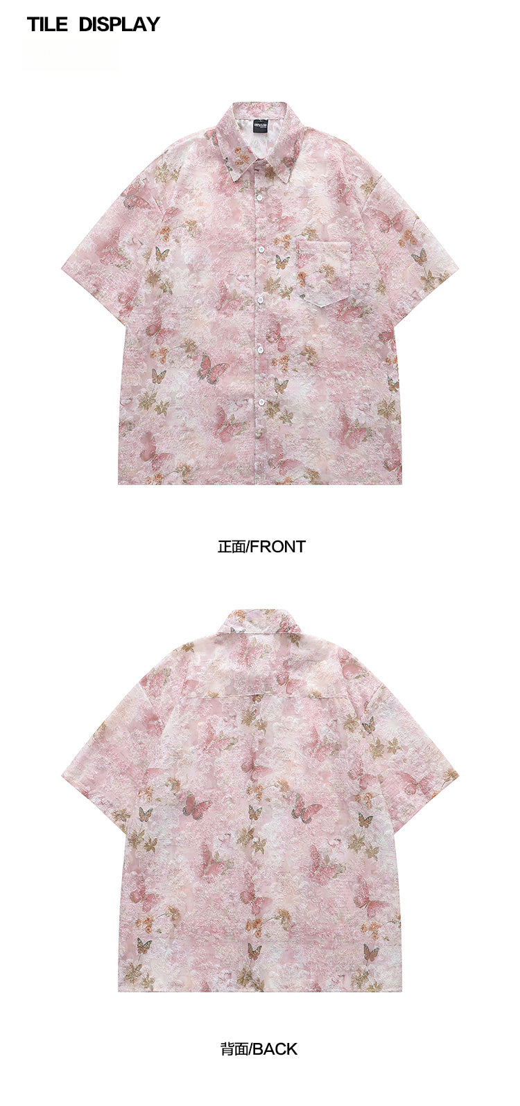 Lazy Style Tassel Butterfly Full Print Short Sleeve Shirt for Men Summer Design Sense Niche Beach Floral Shirt