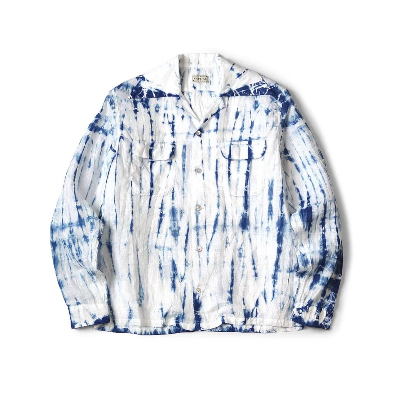 Kapital 25AW Kazuhiro Hirata Cotton-Linen Tie-Dye Pleated Shirt – Loose, Turn-Down Collar, Japanese Style