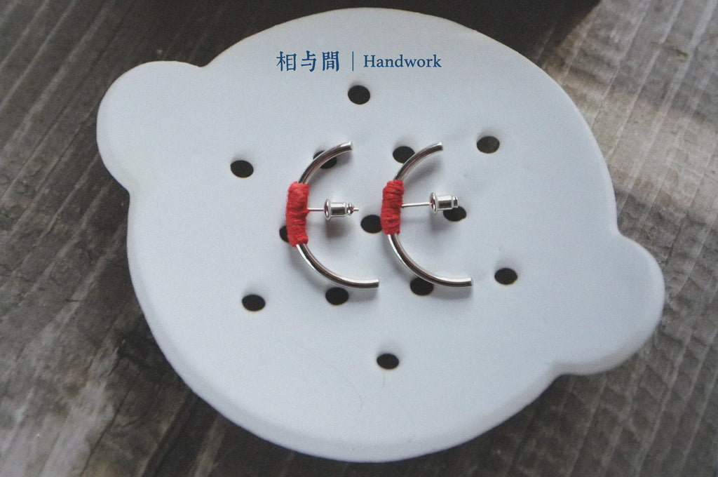 Original New Year Red Plant-Dyed Earrings Handmade Geometric Niche Personality Ear Jewelry 925 Silver Ear Studs