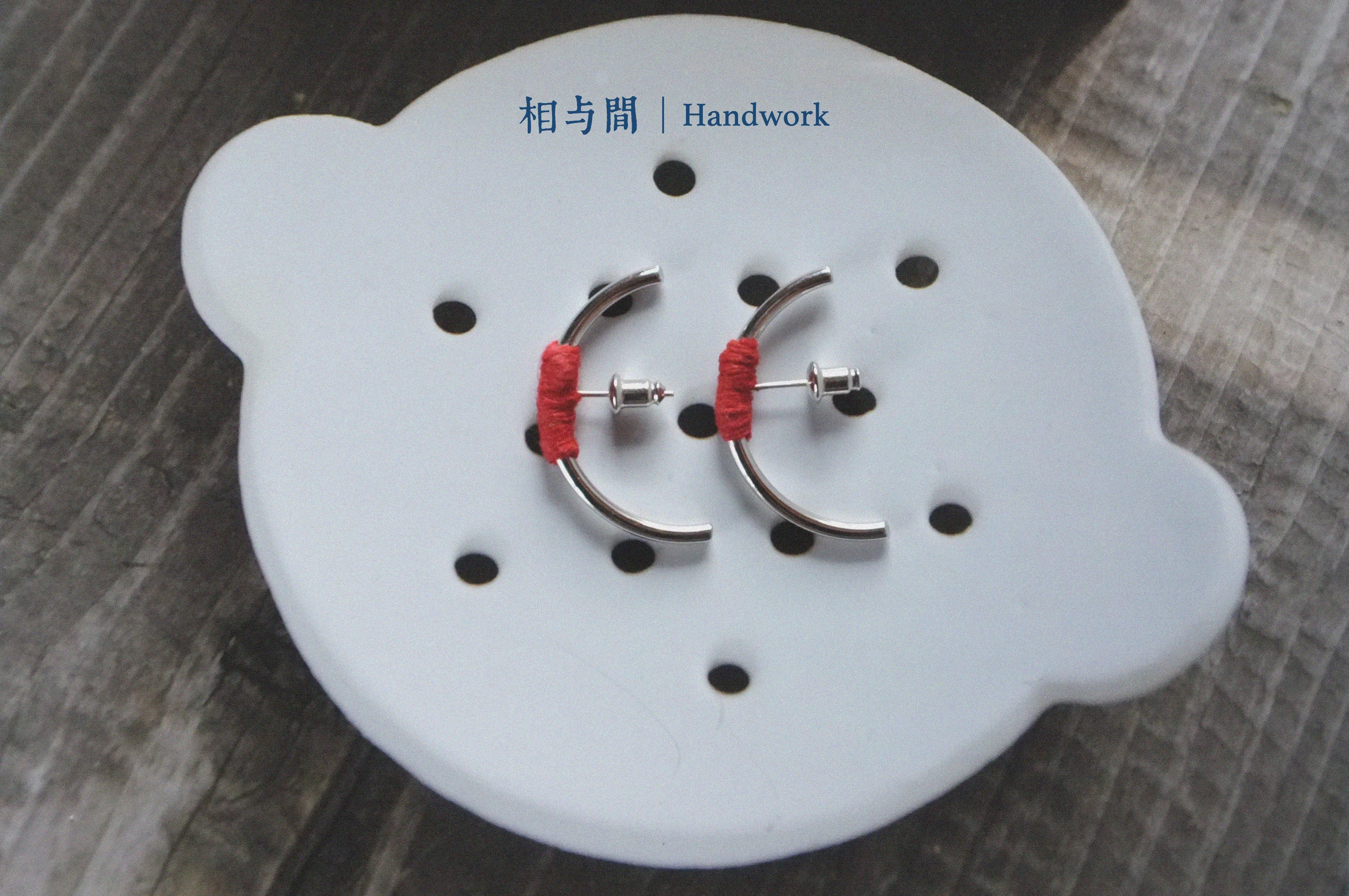 Original New Year Red Plant-Dyed Earrings Handmade Geometric Niche Personality Ear Jewelry 925 Silver Ear Studs