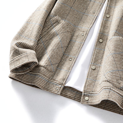 Heavyweight 53% Sheep Wool Houndstooth Lapel Coat – Korean-Style Casual Winter Staple