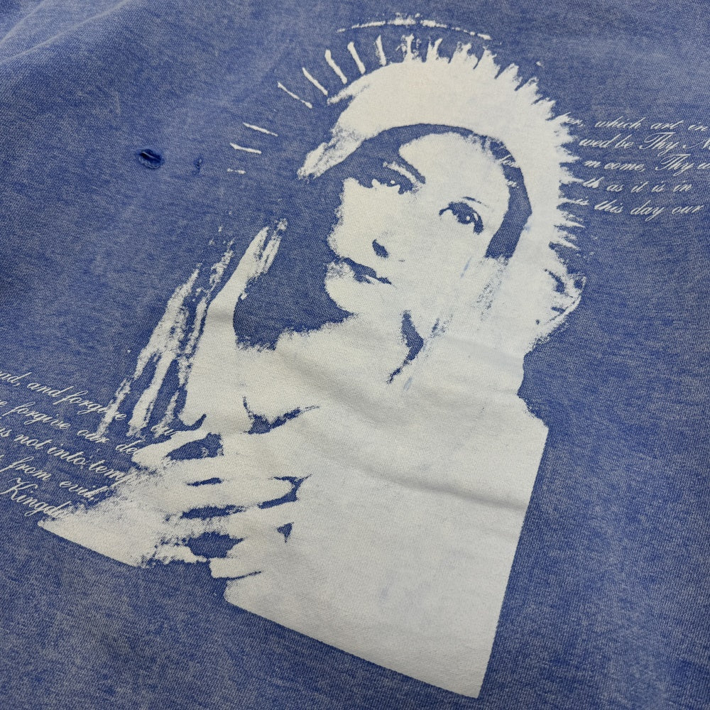 500g Heavyweight Saint Michael Distressed Portrait Hoodie – Vintage Washed Pullover