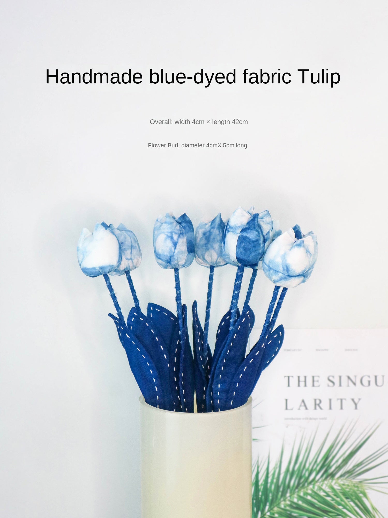 Tie-Dye Creative Gift Tulip Handmade DIY Fabric Artificial Flower Blue-Dye Environmental Creative Home Decor Homestay Soft Decoration Ornament