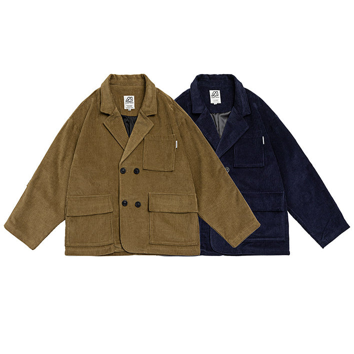 Hold Color American City Boy Corduroy Suit - Multi-Pocket Blazer (Unisex)