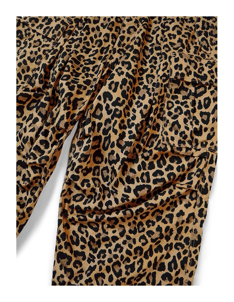25AW Japanese Retro Casual Leopard Print Cargo Paratrooper Pants Casual Long Pants