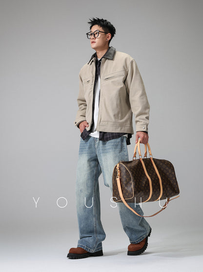 American-style trendy brand lapel Harrington jacket for men, spring workwear Detroit coat – Japanese vintage | yamalin clothes | Yamalinclothes