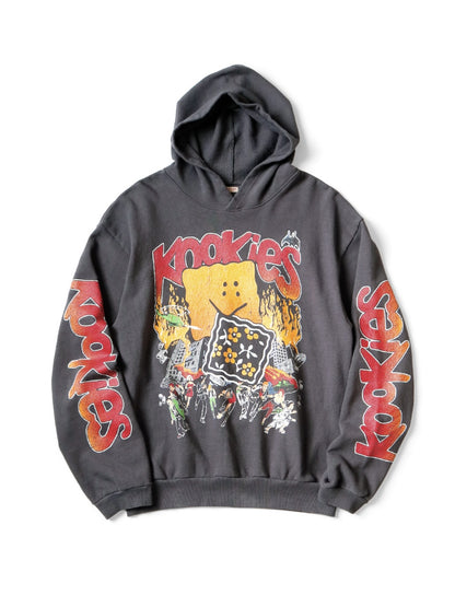 Japanese Retro Washed Cotton-Fleece Hoodie – KAPITAL 25AW Fun Print (Unisex)