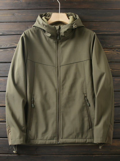 Men's Premium Fleece Thermal Soft Shell Jacket - Autumn Windproof Waterproof Thickened Hooded Coat