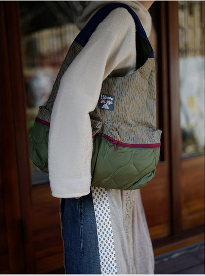 Original 2025 Spring New Retro Patchwork Design Single Shoulder Handbag Large Capacity Commuter Bag