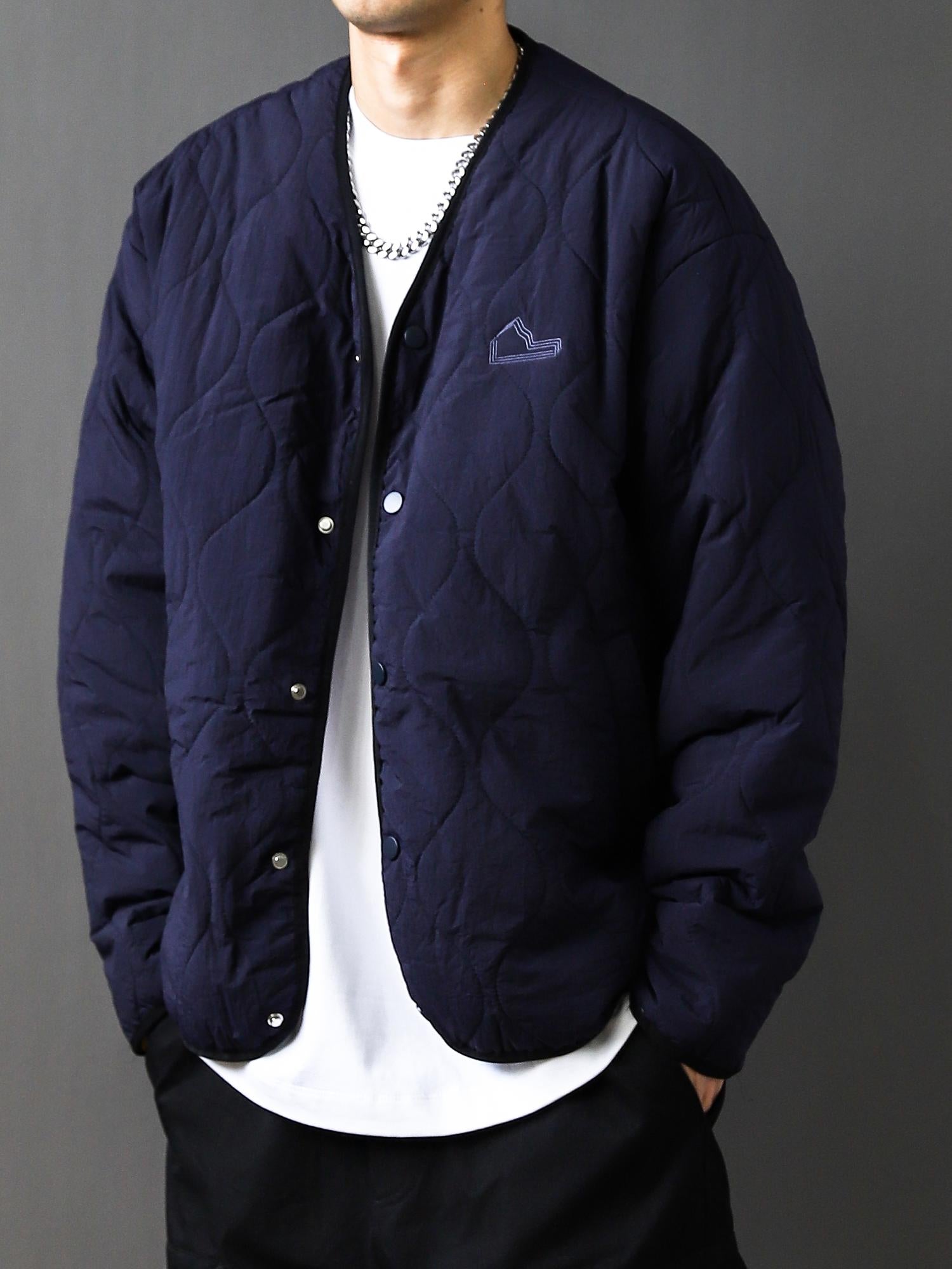 Japanese-Retro Diamond Patch Cotton Jacket – V-Neck Loose Autumn/Winter Fit (Unisex)