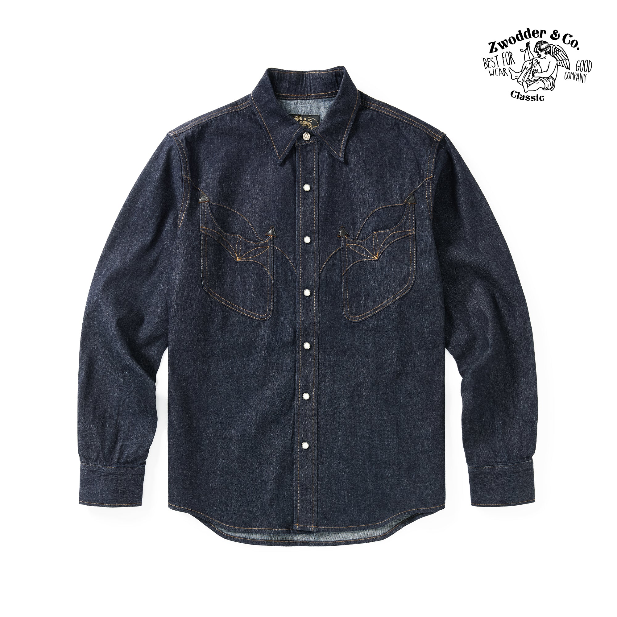 Zwodder Patchwork Leather & Denim Long-Sleeve Shirt – Vintage Americana Style