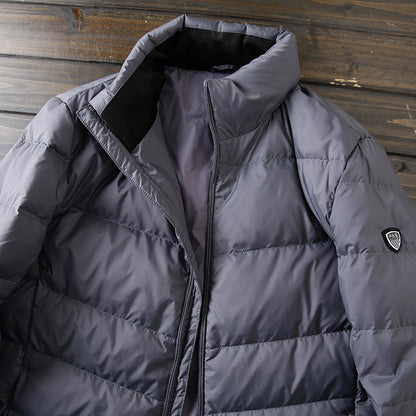 Men's Plus Size Lightweight High-Fluffy Down Jacket - Winter Stand Collar Warm Export Overstock Coat