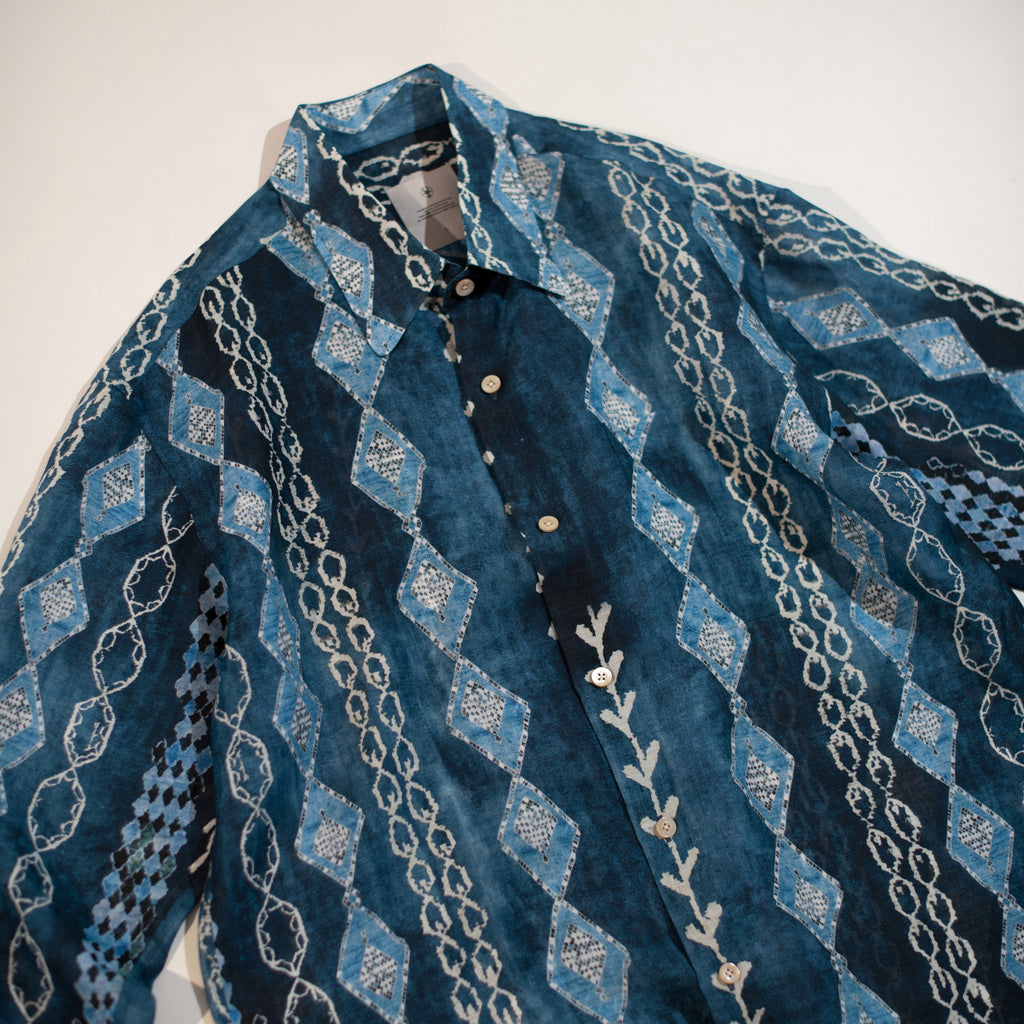 Vintage Printed Tencel-Ramie Shirt – Ultra-Thin Long Sleeve Loose Fit (Unisex)